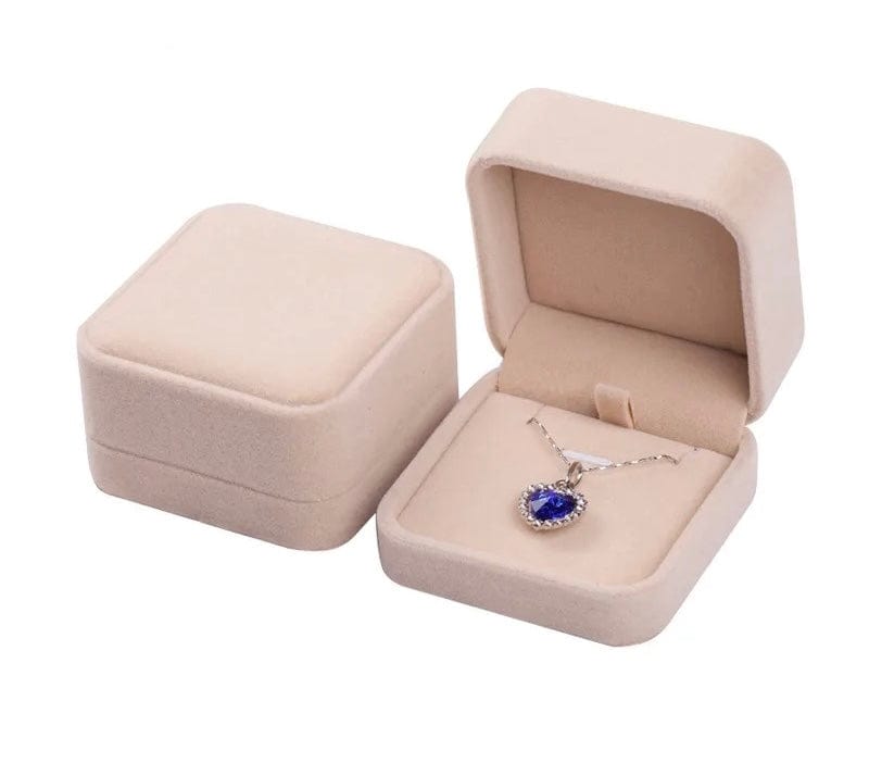 SolariaJewelry Beige Samt Schmuck Geschenkbox, Aufbewahrung Box Geschenk Verpackung für Halsketten