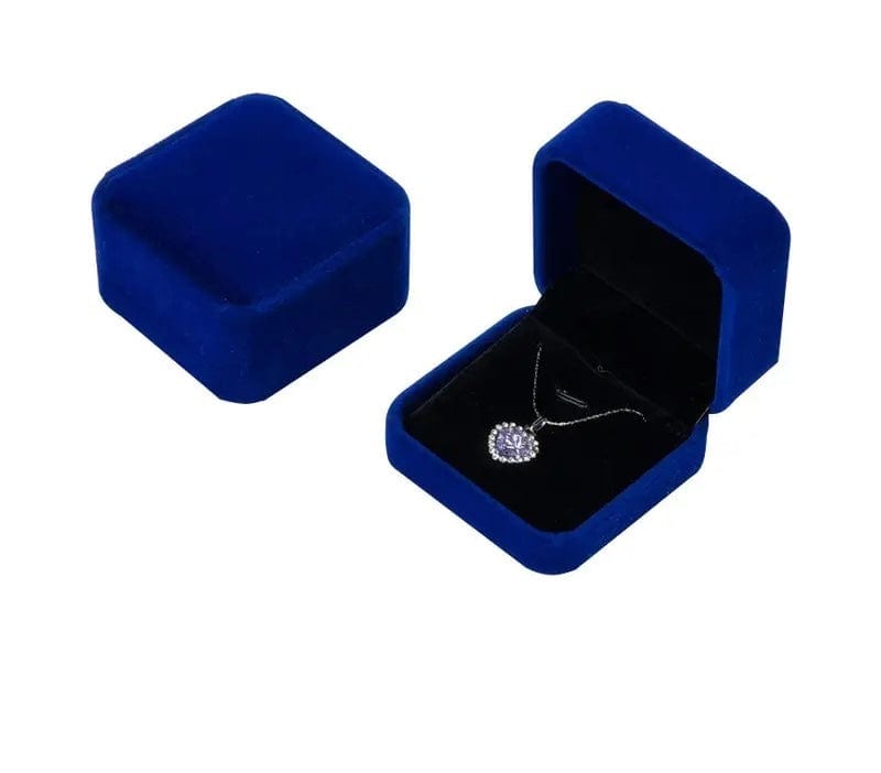 SolariaJewelry Blau Samt Schmuck Geschenkbox, Aufbewahrung Box Geschenk Verpackung für Halsketten