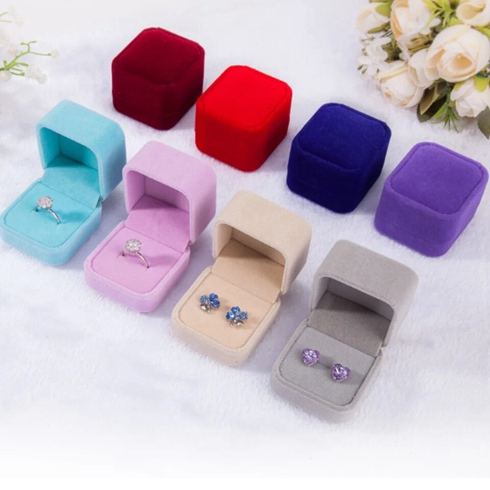 aufbewahrung samt Quadratische Samt Schmuck Geschenkbox, Aufbewahrung Box Geschenk Verpa – SolariaJewelry