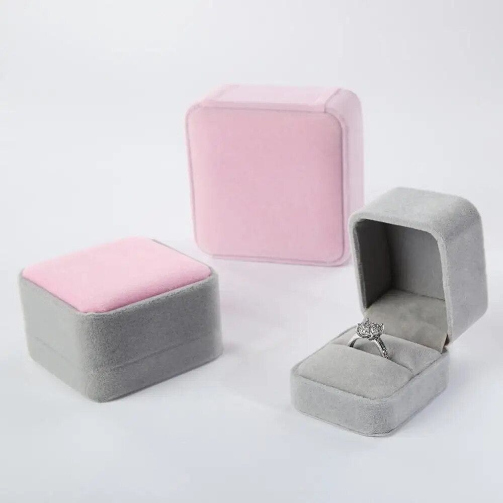 SolariaJewelry Quadratische Samt Schmuck Geschenkbox, Aufbewahrung Box Geschenk Verpackung