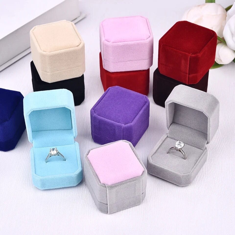 SolariaJewelry Quadratische Samt Schmuck Geschenkbox, Aufbewahrung Box Geschenk Verpackung