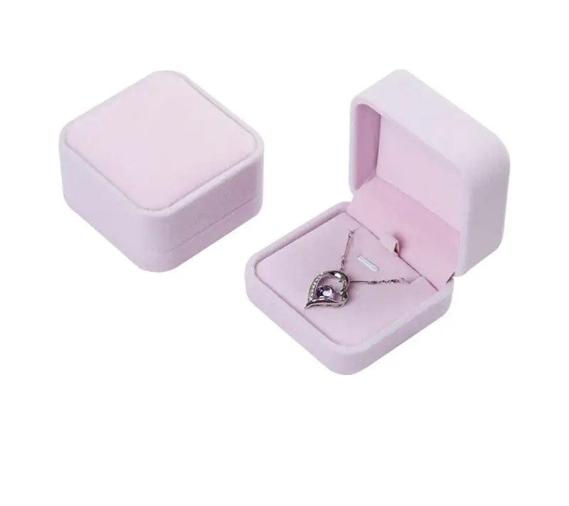 SolariaJewelry Rosa Samt Schmuck Geschenkbox, Aufbewahrung Box Geschenk Verpackung für Halsketten