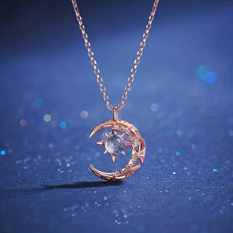 SolariaJewelry Sichel Mond und Sterne Halskette