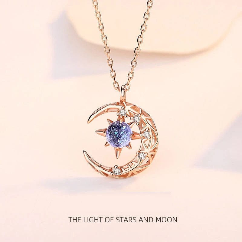 SolariaJewelry Sichel Mond und Sterne Halskette