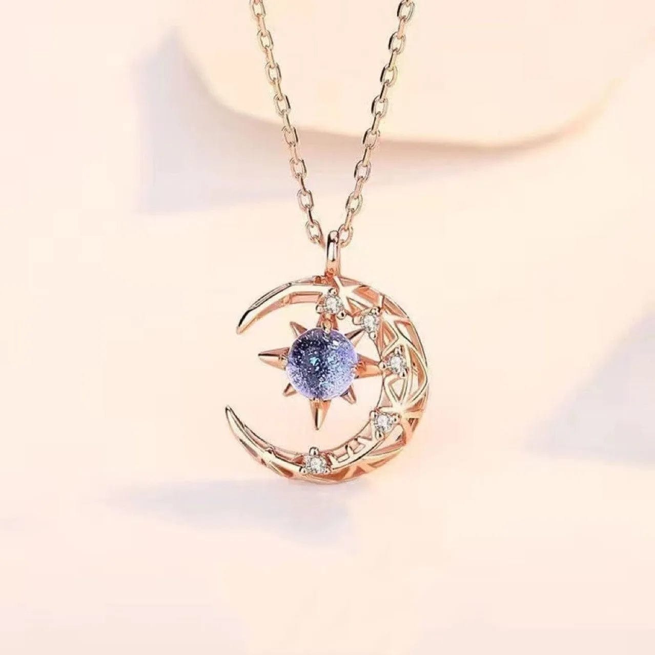 SolariaJewelry Sichel Mond und Sterne Halskette