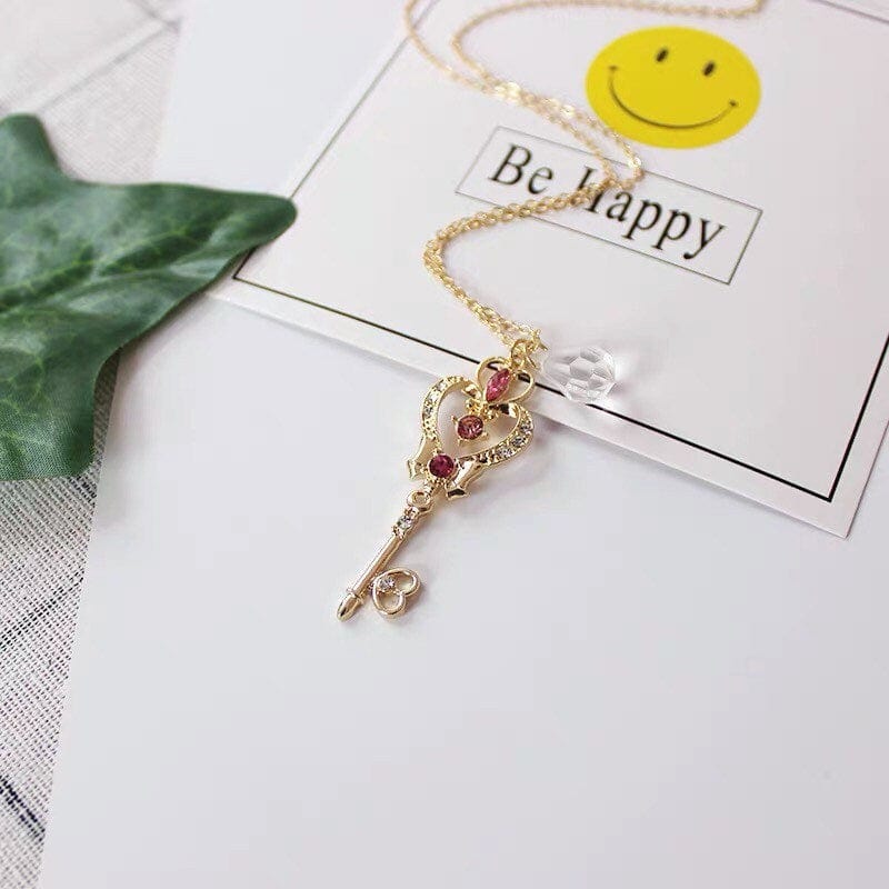 SolariaJewelry Time and Space Schlüssel Halskette mit kristall